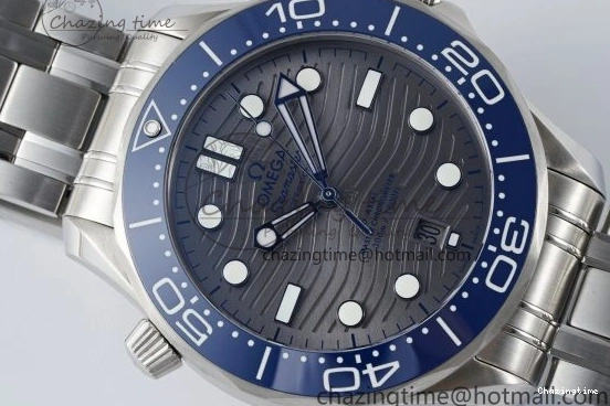 0310 Affordable Seamaster Diver 300M ZF 1:1 Best Edition Blue Ceramic Gray Dial on SS Bracelet A 7734